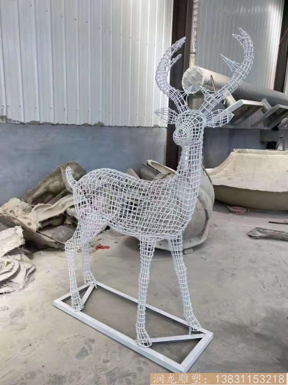 不锈钢编制工艺鹿雕塑 动物小鹿雕塑