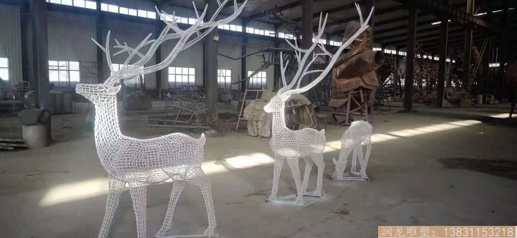 不锈钢编制工艺鹿雕塑 动物小鹿雕塑2