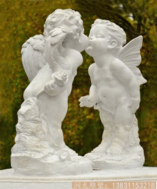 玻璃钢西方亲吻天使人物雕塑 小天使雕塑图片 天使雕塑定制