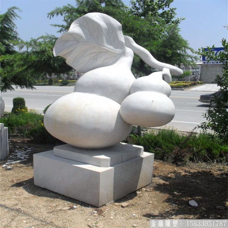 汉白玉母子葫芦雕塑图片 石雕葫芦景观厂家