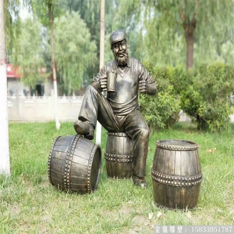 啤酒人物主题铜雕塑 酒文化铜雕