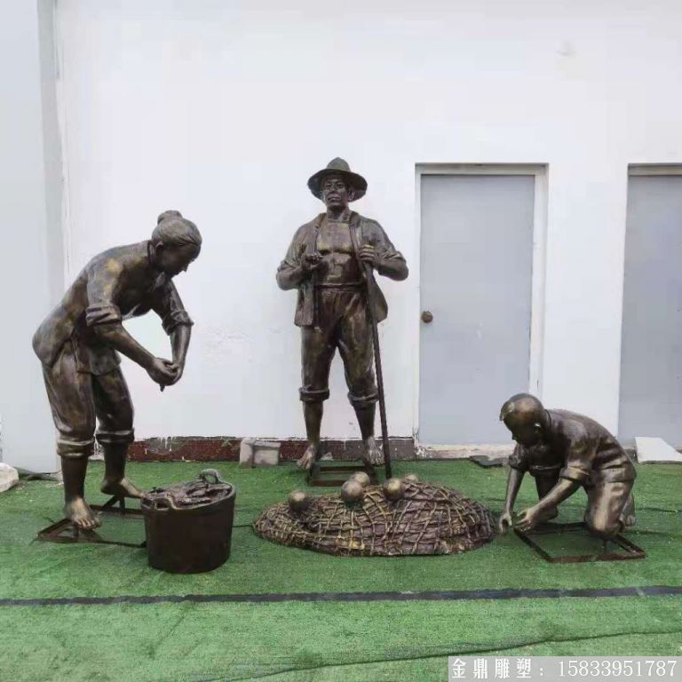 渔民铜雕塑 园林景观铜雕