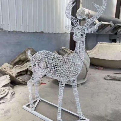 不锈钢编制工艺鹿雕塑 动物小鹿雕塑厂家